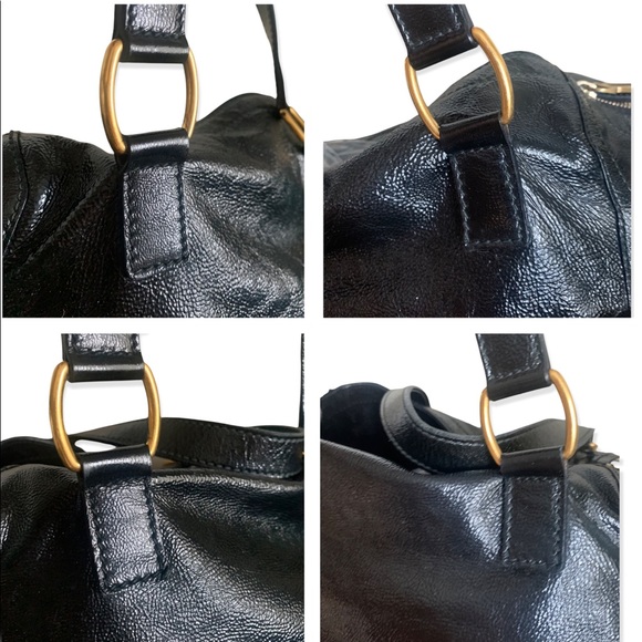 YSL Black Patent Leather Downtown Shoulder Tote Bag - Vintage Luxury - Picture 11 of 16